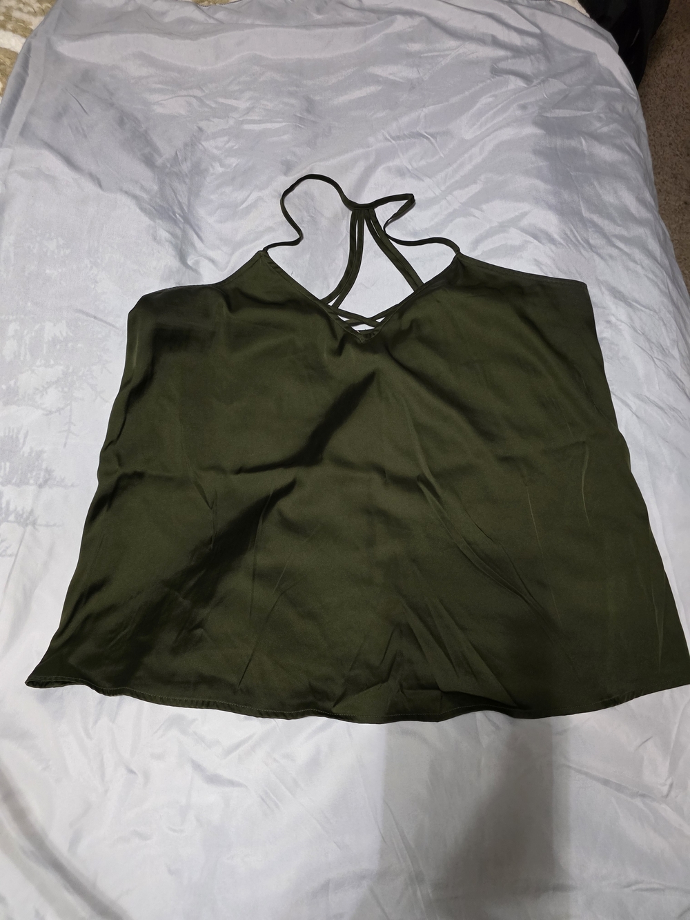 No Boundaries Olive Green Crisscross Back Cami